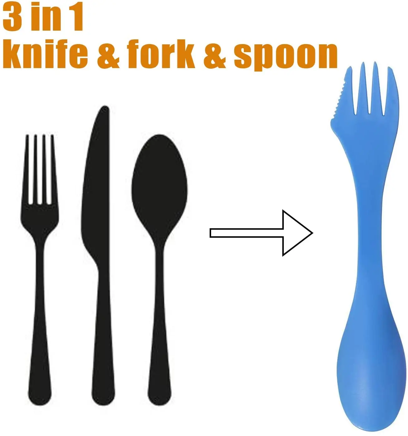 3 in 1 Multifunction Plastic Outdoor Camping Hiking Portable Cutlery set Spoon Knife and Fork
