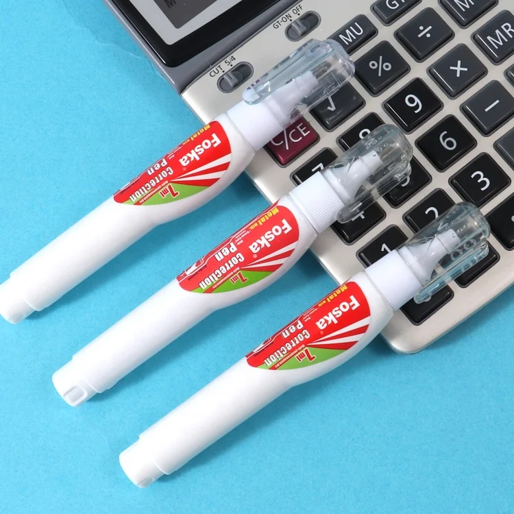 Foska Fast Delivery Student Stationery Metal Tip 7ML Correction Pen Fluid Corrector for School Student