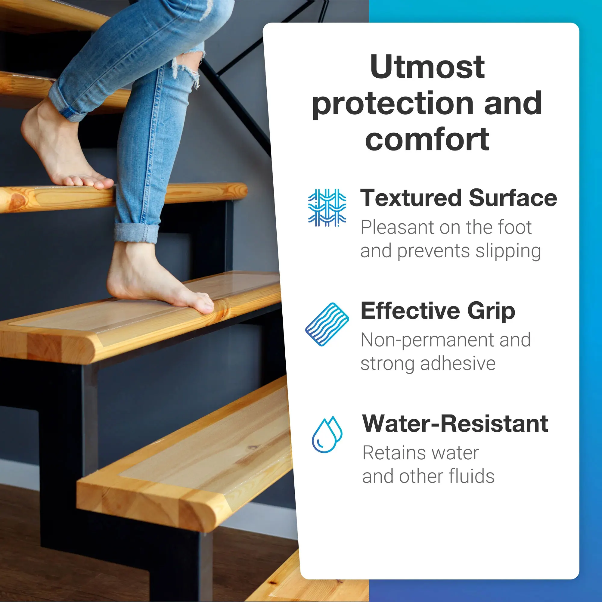 PC Clear Stair Treads Non Slip, Stair Rugs for Wooden Steps, Stairs Runner