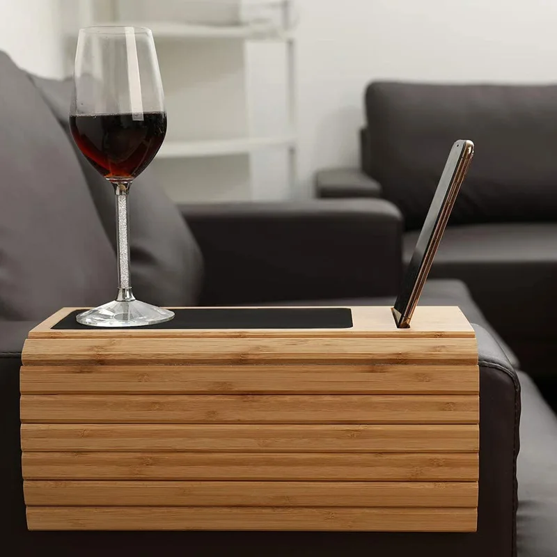 Sofa Arm Tray for Couch Sofa Tray Couch Arm Table Wholesale Multifunction Handmade Bamboo Storage Trays Bamboo Wood Customized