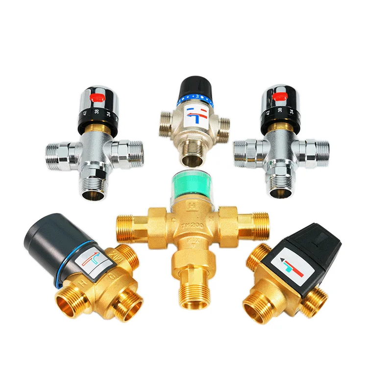 Bornic DN20 DN25 40mm Thermostatic Brass Water Mixing Valve 3-Way Control Valve