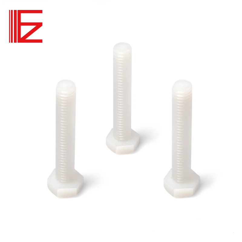 Black white nylon plastic machine screw M3 M4 M5 M6 M7 M8 M10 hex head plastic nylon bolt screw