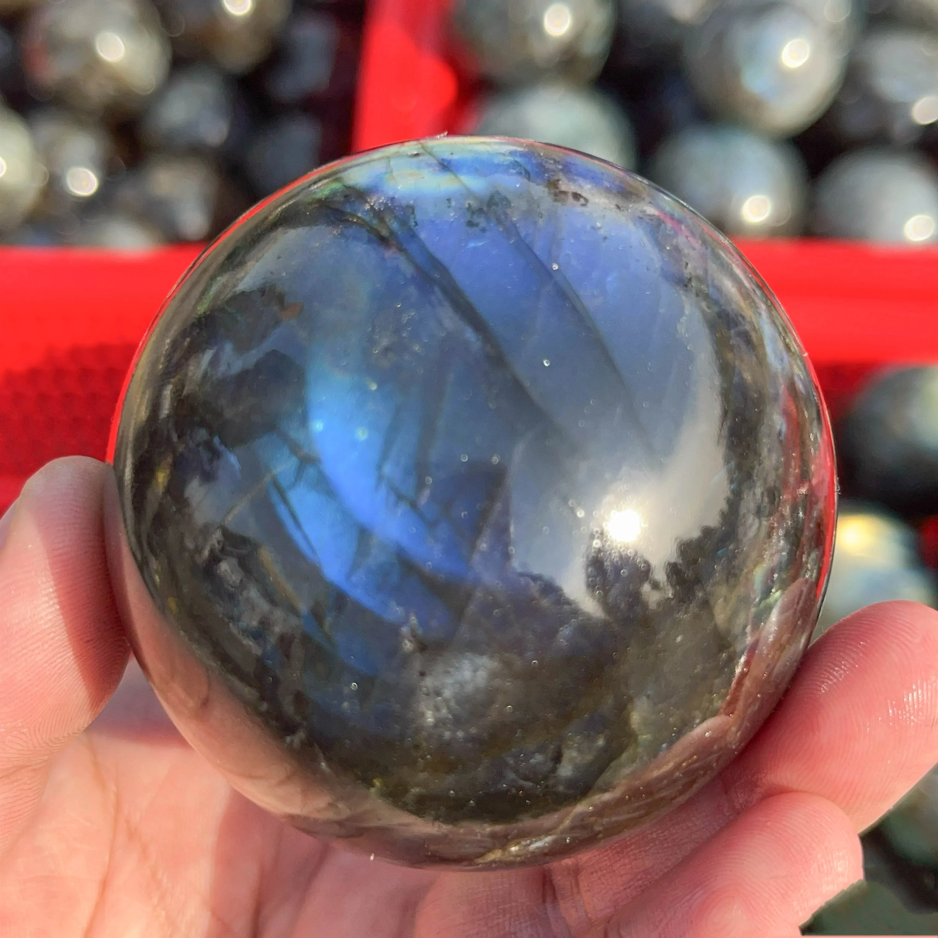 Natural Wholesale Price Healing Stone Crystal Ball Nice Flash Labradorite Small Sphere For Healing