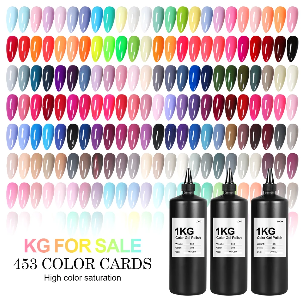 Westink beauty 453 Popular Colors Uv Gel Nail Polish Supplies 1kg Bottle Gel Polish Private Label Oem
