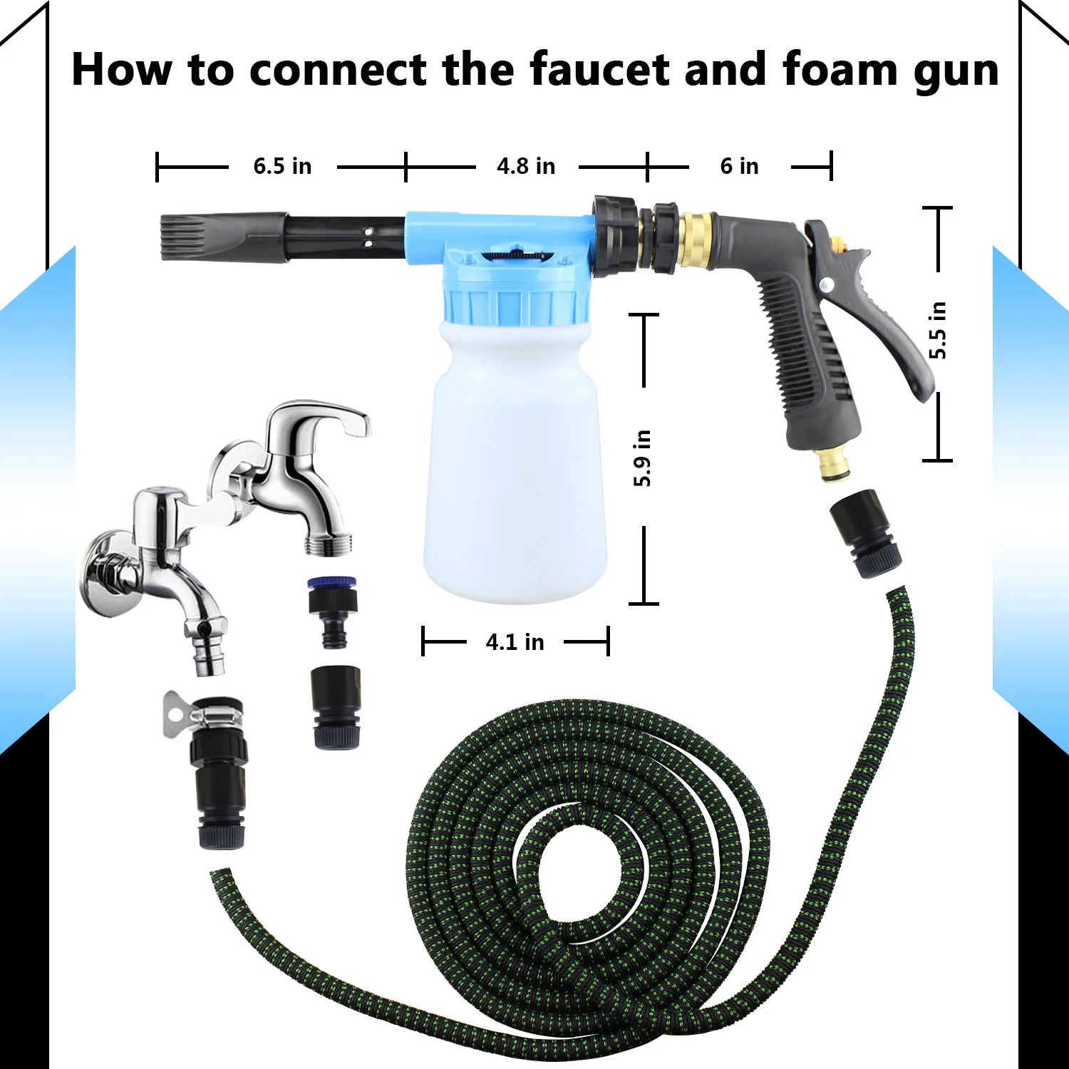 Low pressure adjustable snow foam lance Car Wash Kit with Foam Gun Bucket and 16 oz Car Care Cleaning