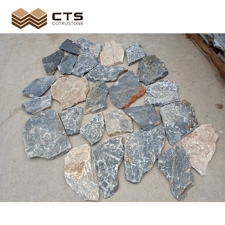 China Factory Cheapest Outdoor Random Dark Blue Slate Quartzite Natural Stone Limestone Wall Cladding Pieces