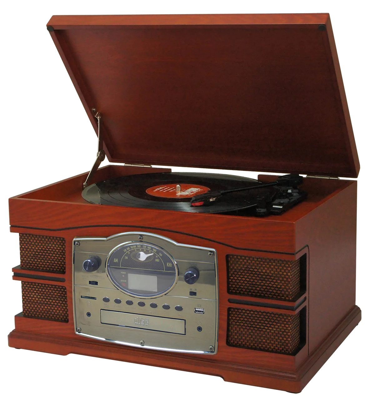 
Factory supply wooden bluetooth recording turntable record player with USB/TF FM Radio 