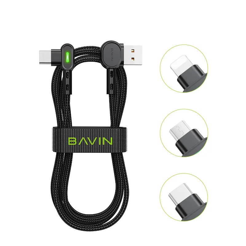 Бавин пользовательские l-образный usb 2 0 Плетеный тканевый кабель для мобильного телефона 90-градусный с разъемом type-c qc3.0 Быстрый зарядный