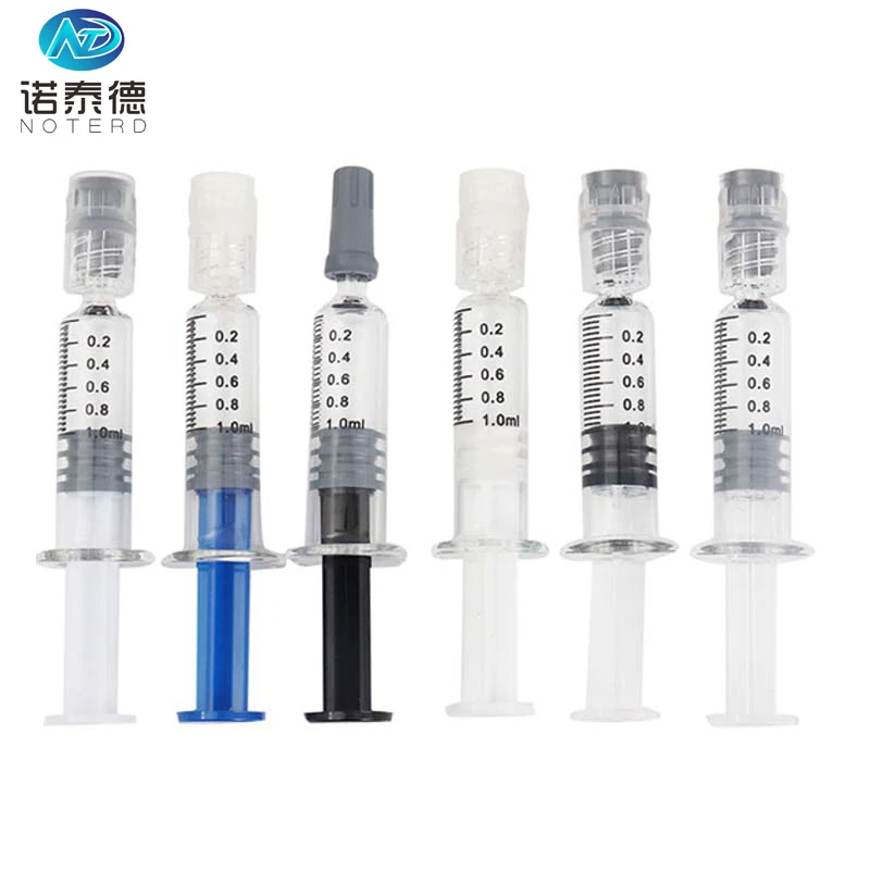 Airtight luer lock cap 1 ml glass syringe packaging for oil distillate