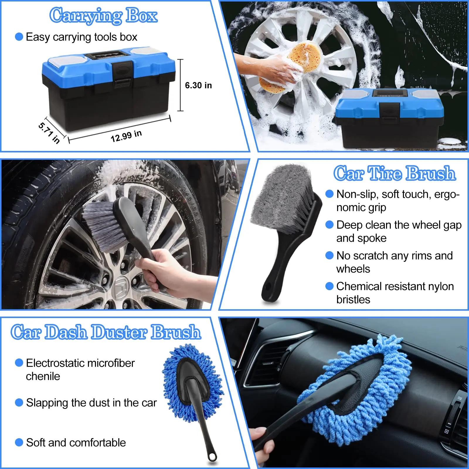 27pcs Car Wash Cleaning Tools Kit Car Detailing Set Wash Mitt Sponge Towels Tire Brush Window Scraper Complete Car Care Kit