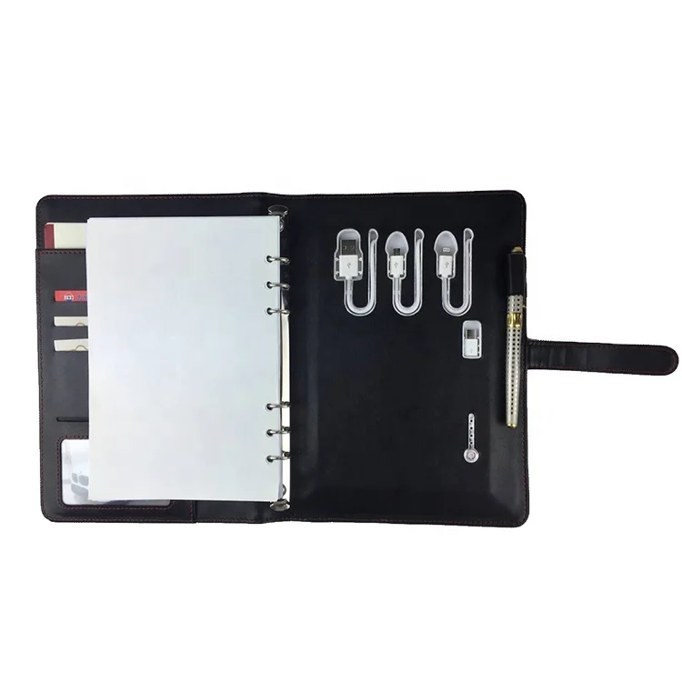 New design PU leather loose leaf Qualified portable travel mobile charger power bank notebook