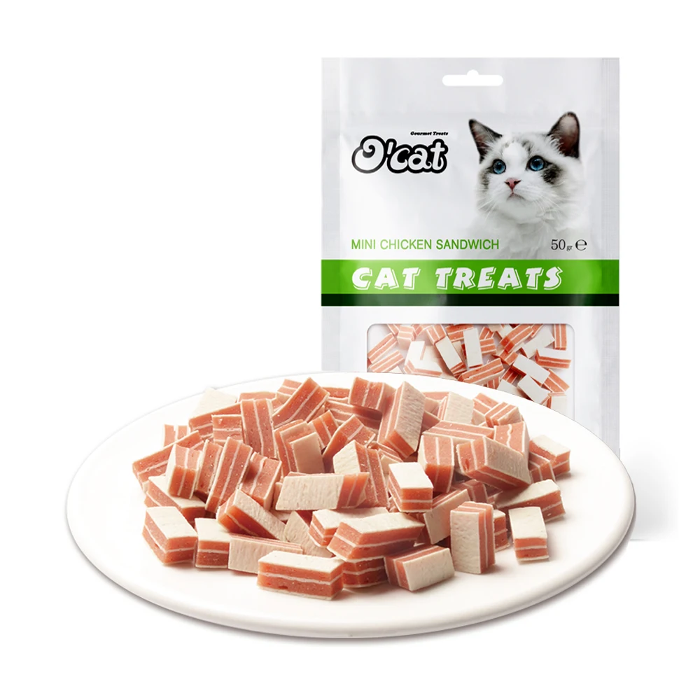 Оптовая продажа, премиум-класса, кошачьи лакомства, мини-сэндвич для куриц, сухая еда, лакомство для кошек