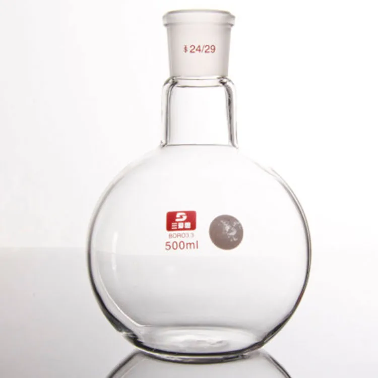 MZXP-001 Boiling Glass Flask With Round Shape Chemical Laboratory Long Neck 100ml 200ml 250ml 500ml 1000ml