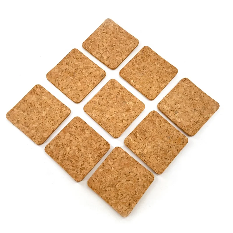 Mini pallet drink coffee cup coaster high quality custom blank plain round square shape solid cork wood coaster