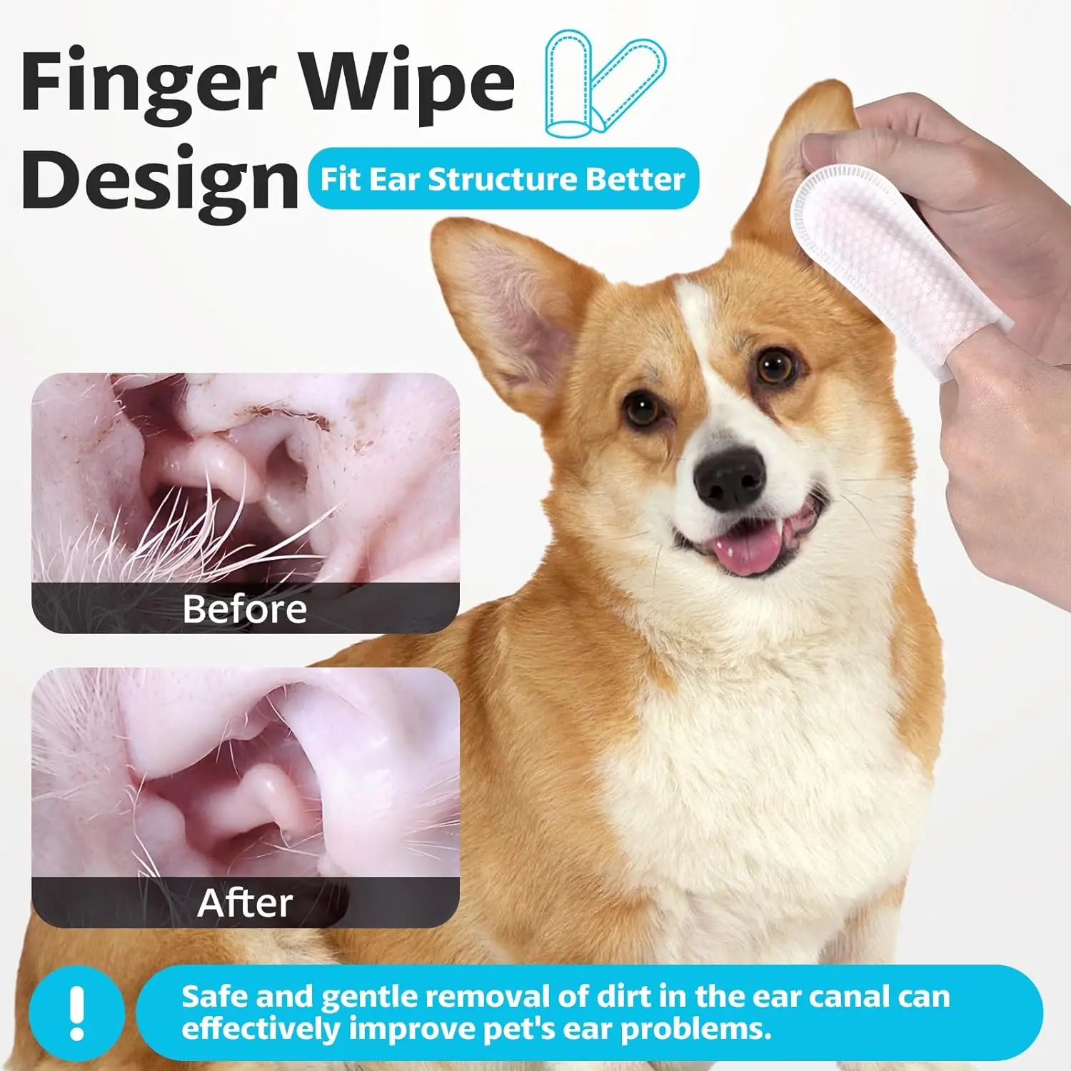 Manufacturer Direct Custom Pet Dental Care whitening Safe Non-toxic Eyes Ears Teeth Cleaning pet Finger Wipes for Dogs and Cats
