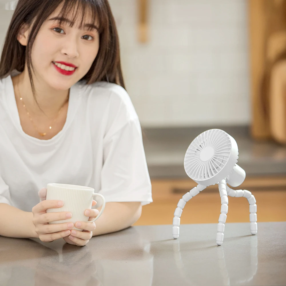 Rechargeable Fan for Office Room Traveling BBQ Gym Personal Portable Baby Fan with Flexible Tripod Mini Handheld Stroller Fan