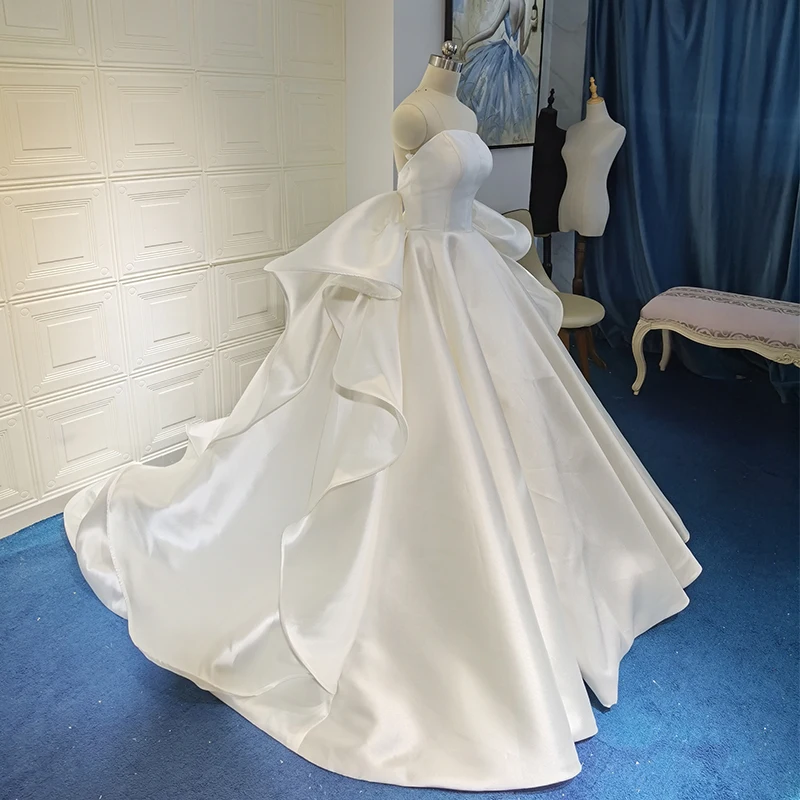 Modern Ball Gown Lustrous Satin Bow Wedding Dresses Japanese style mikado satin with fishbone edge