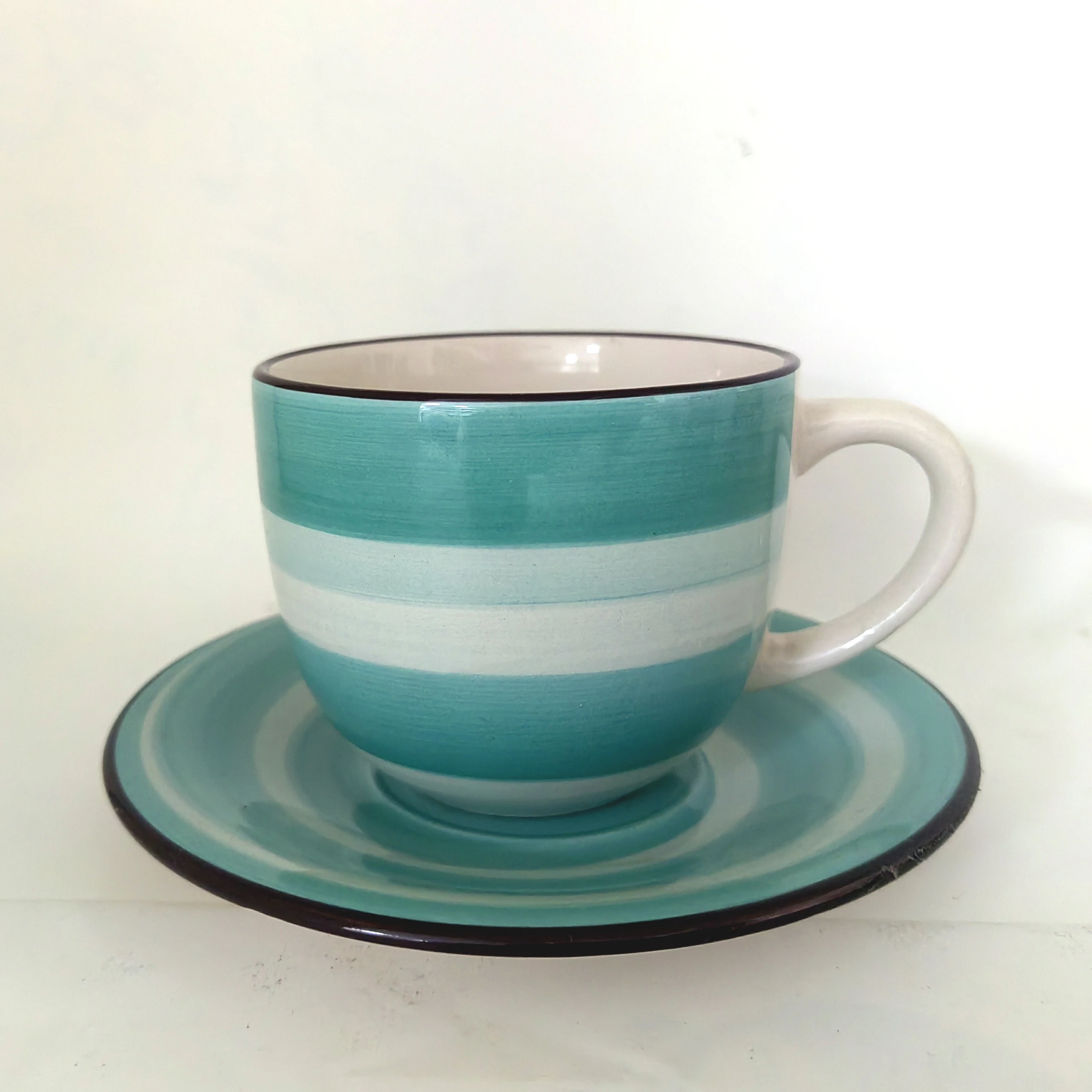 220 ml Large Ceramic Hand painted Cup and Saucer