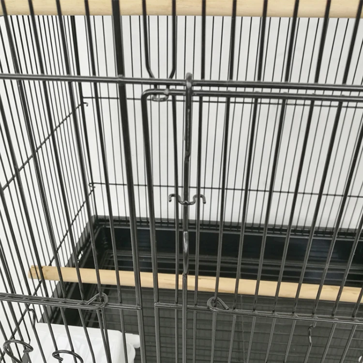 
2000 in stock black large bird cage46x37x93cm 3 layers folding parrot stainless cage independent packing for convenient delivery 