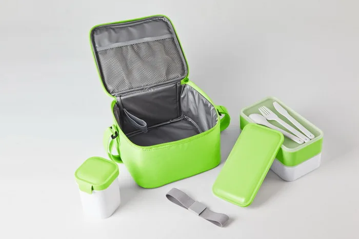 3 in 1 Lunch Box with Cooler Bag and Tumbler Set Bento Box Plastic Lunch Box Container All in One Lunch Kit