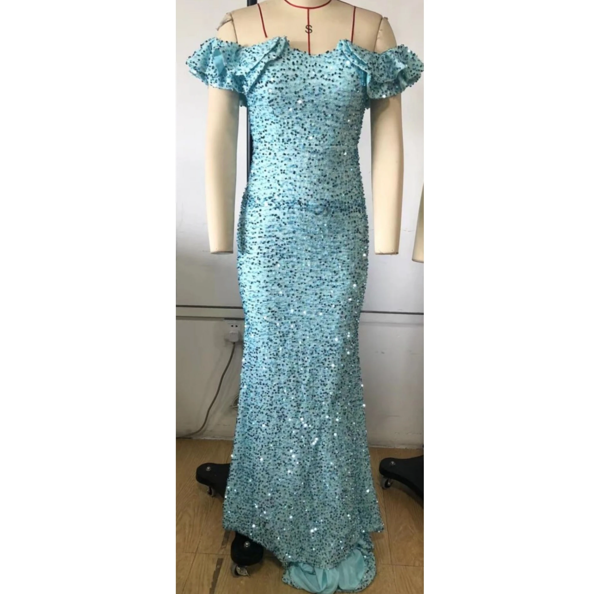 Missord Butterfly Sleeve Floor Length Bridesmaid Sequin  Rose Gold Wedding Party Dresses Women Evening Elegance