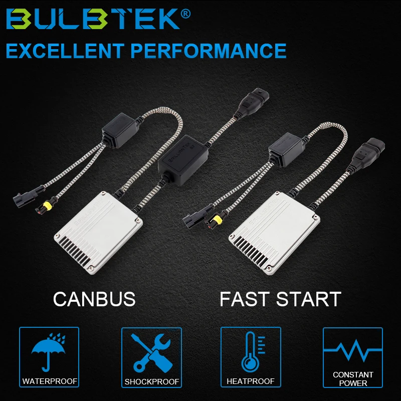 BULBTEK Auto 12V 24V 35W 55W Car Ballast Light White 3000K 4300K 5000K 5500K 6000K 8000K 10000K Hi Lo Bulb Kit Canbus HID Xenon