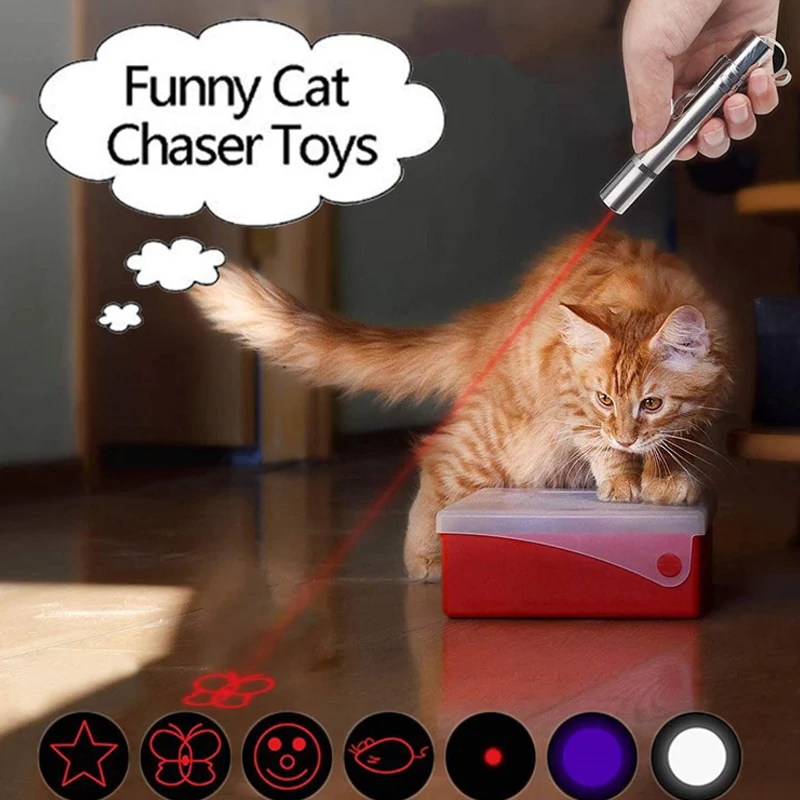 3 Modes Funny Cat Toy 5 Patterns Red Dot Laser Light Sight Pointer Laser Pen USB Charging Pet Interactive Toy
