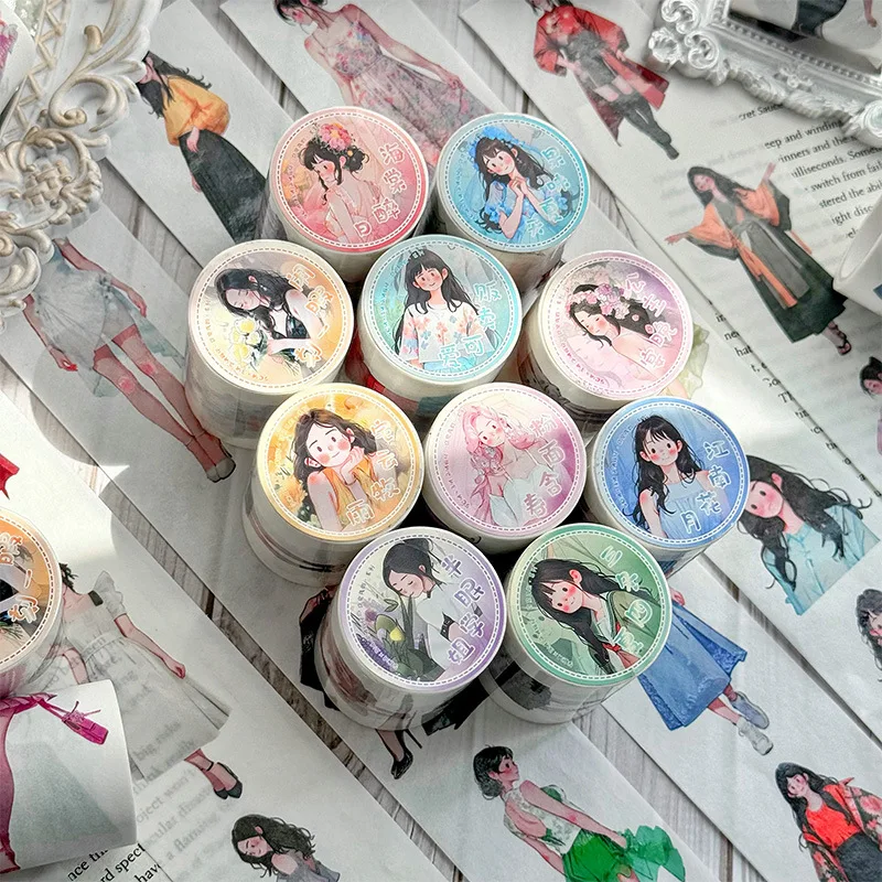 2M/Roll My Fairness Special Oil Washi Tape Cute Characters Landscape Stickers Roll Handbook Tape