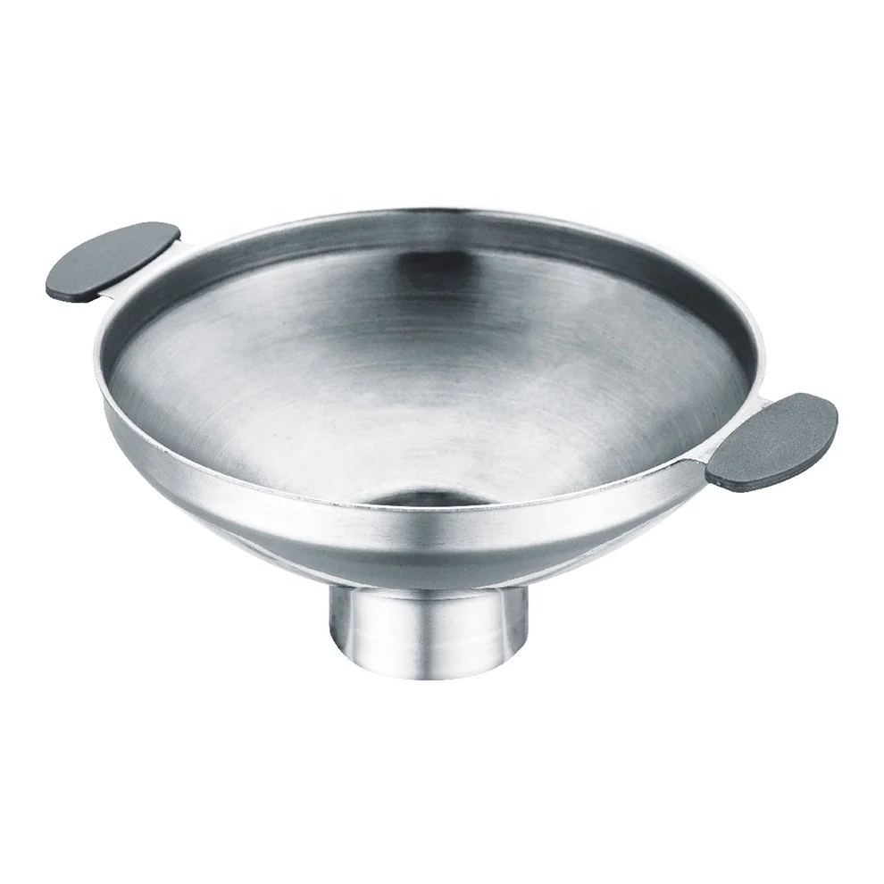 Large Spout Stainless Steel Jam Funnel,Easy Grip Handle Flour Jam Funnel Filter
