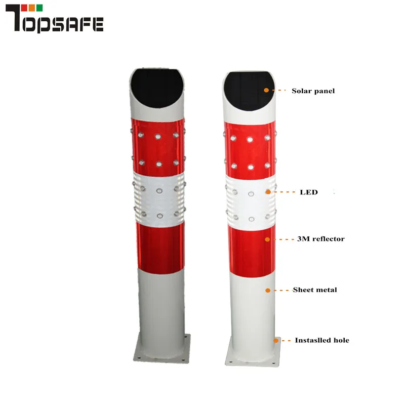 Aluminum Solar Divide road traffic barrier post bollard with high brightness led light