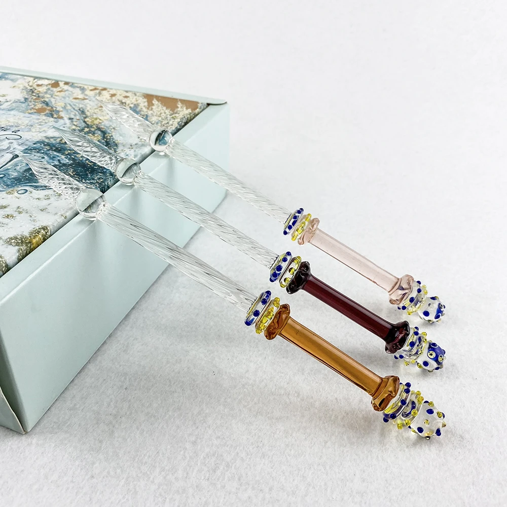 GemFully Factory wholesale products sword pen glass dip pen with diamond on the top