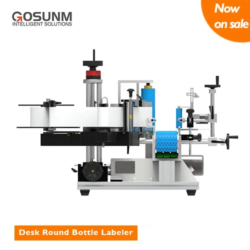 GOSUNM Easy operate 2022 Full Automatic Desktop Metal Round Bottle Labeling Machine to Apply label on Metal Round Bottle