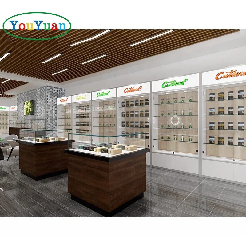 Glass somke shop display showcase counter tobacco smoke shop showcase smoking pipe display