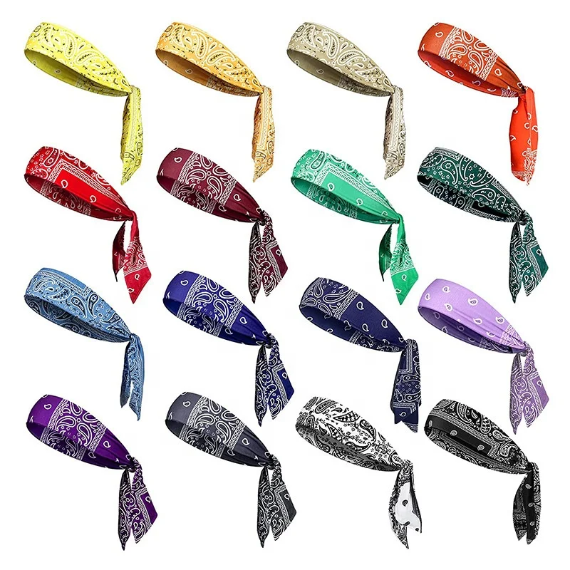 Pure color Sport Head Tie Sweat-absorbing Headscarf Pirate Strap Headband Tennis Yoga Running Hair Tie
