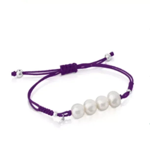 ask for bear catalog S925 Silver Spanish Classic Bear Gold Bear Red Rope Bracelet Pearl Jewelry Bracelet Purple rope