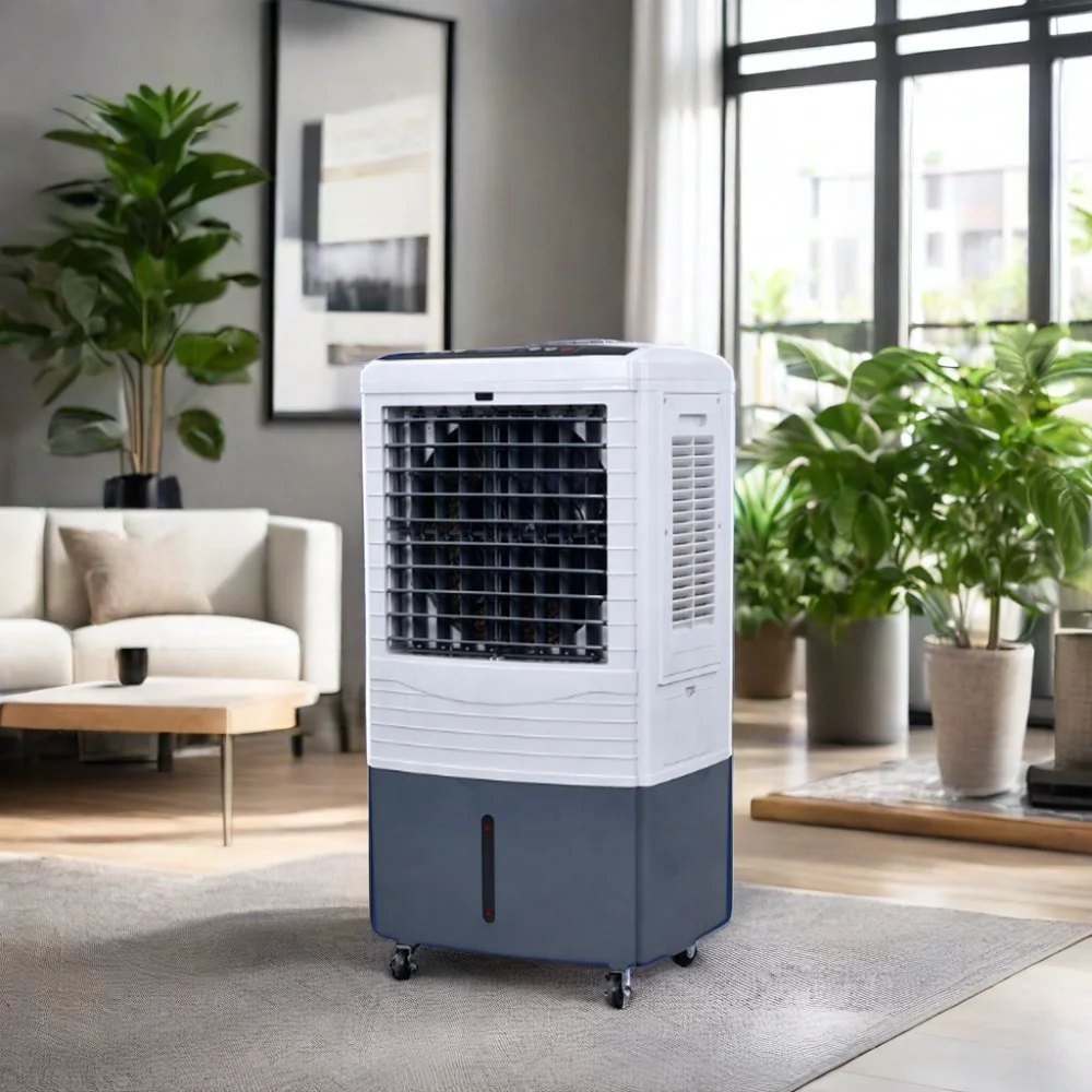 Electric 150W Water Air Cooler 3500m3/H 50Hz/60Hz with Remote Control for Household Outdoor Garage RV Hotel Applications