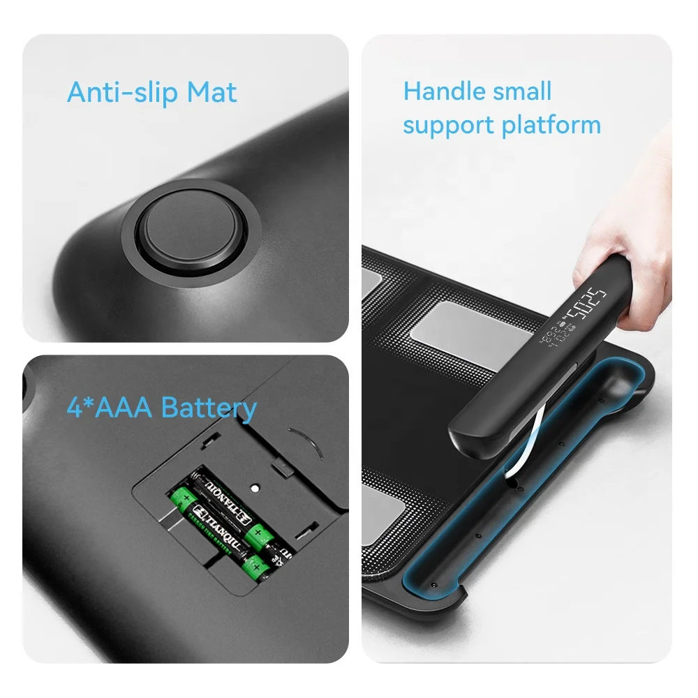Smart 8 Electrodes Adult Digital Body Fat Weight Scale Blue Tooth Bathroom Analyzer LED Display Battery Operated Maximum 180kg
