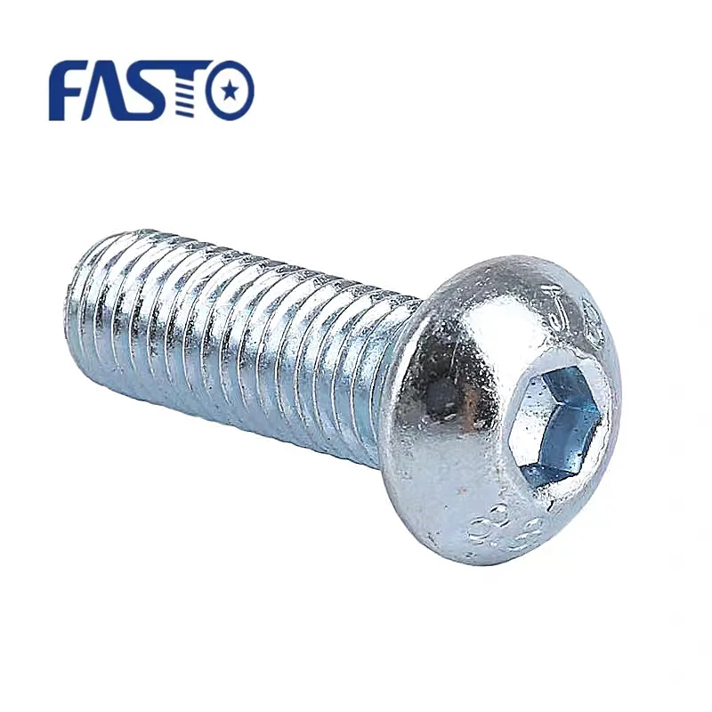 Manufacturer supply zinc plated carbon steel Hex socket Semi-Round head bolts