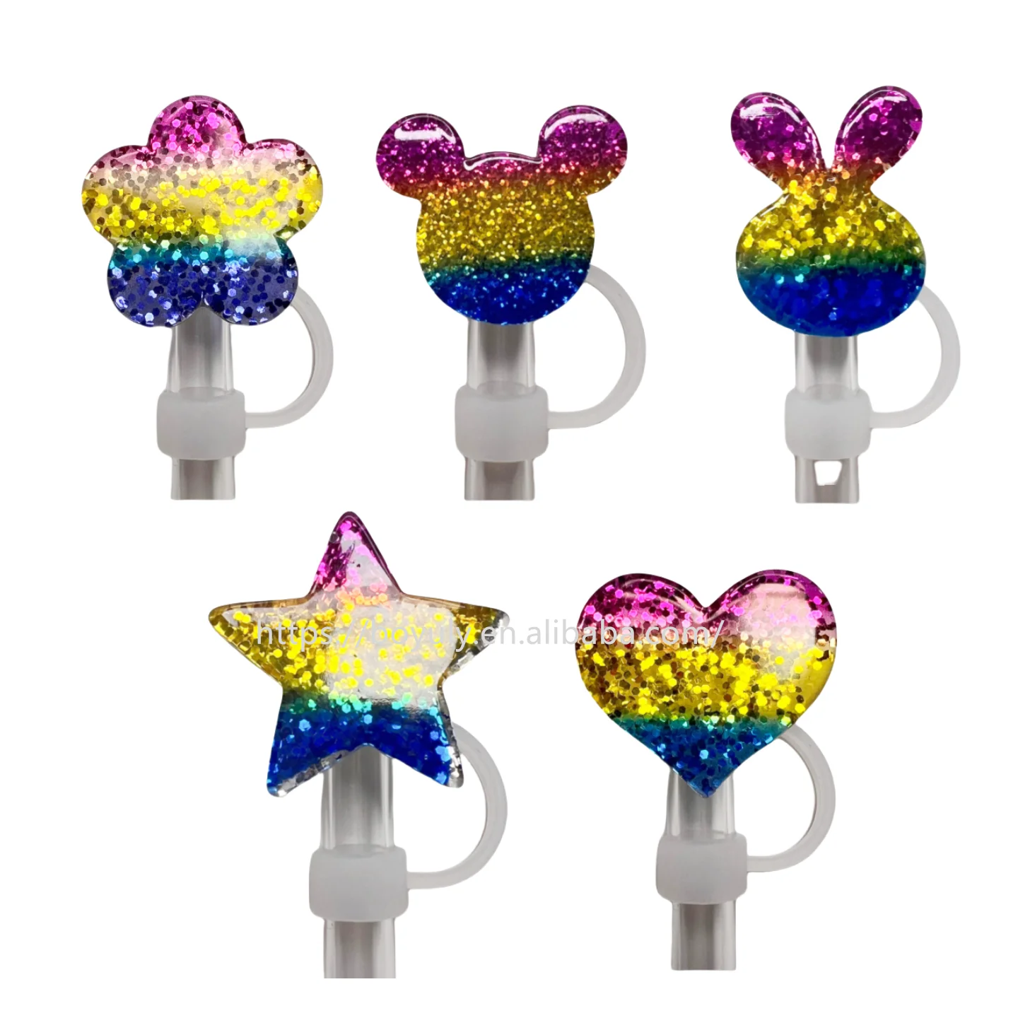 Wholesale cute 10mm dust-proof silicone tumbler hat shape drinking straw topper cover charms