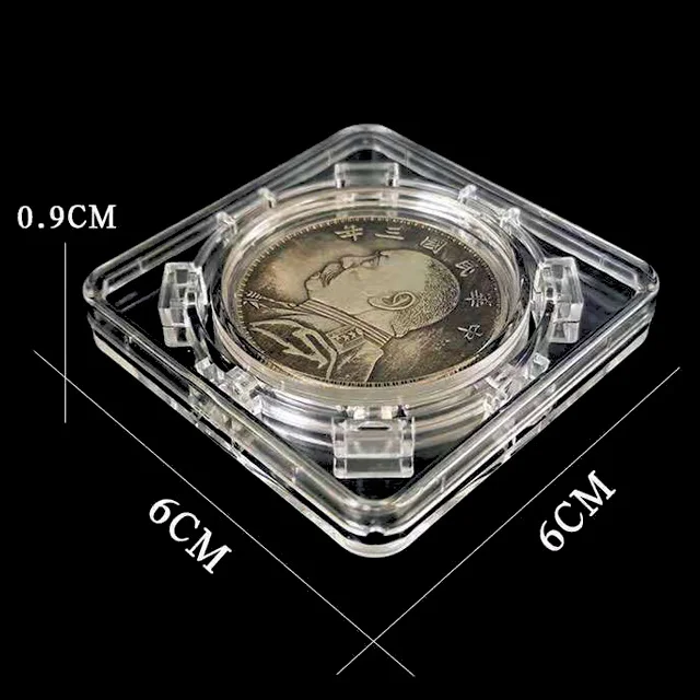 Rotatable Clear Plastic Coin Capsule Spinning Coin Holder Capsules Souvenir Coin Case