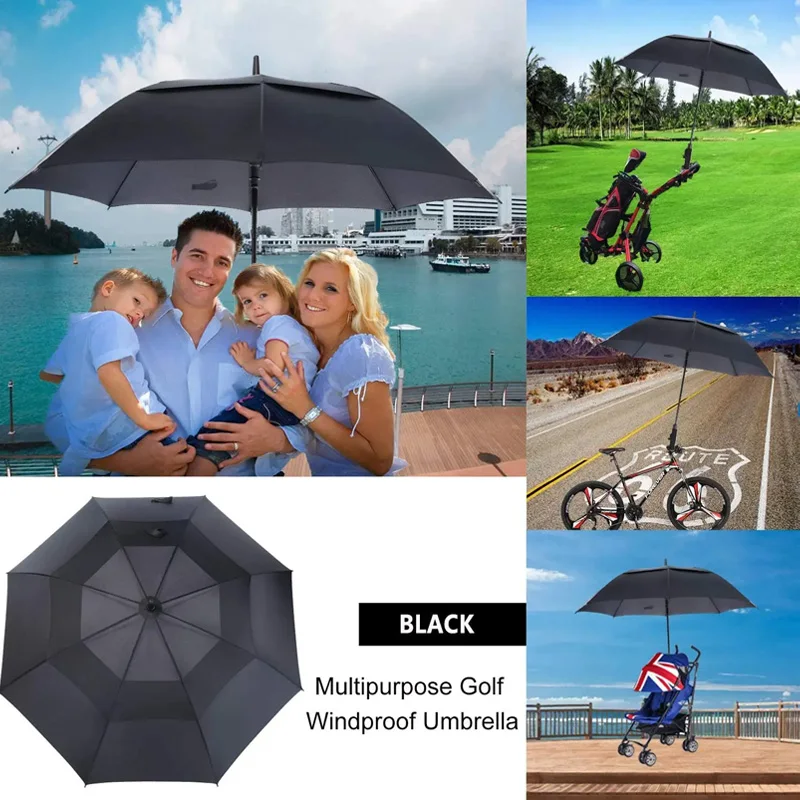 Promotional Luxury Umbrella Custom Logo Fiberglass Stick Guarda Chuva Auto Open Extra Large Customised Windproof Golf Umbrella
