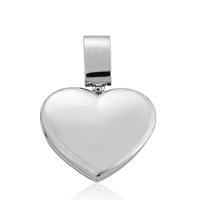 Custom Cz Picture Charms Pendant Necklace Full Diamond Hip Hop Jewelry Iced Out Locket Heart Photo Pendant Necklace