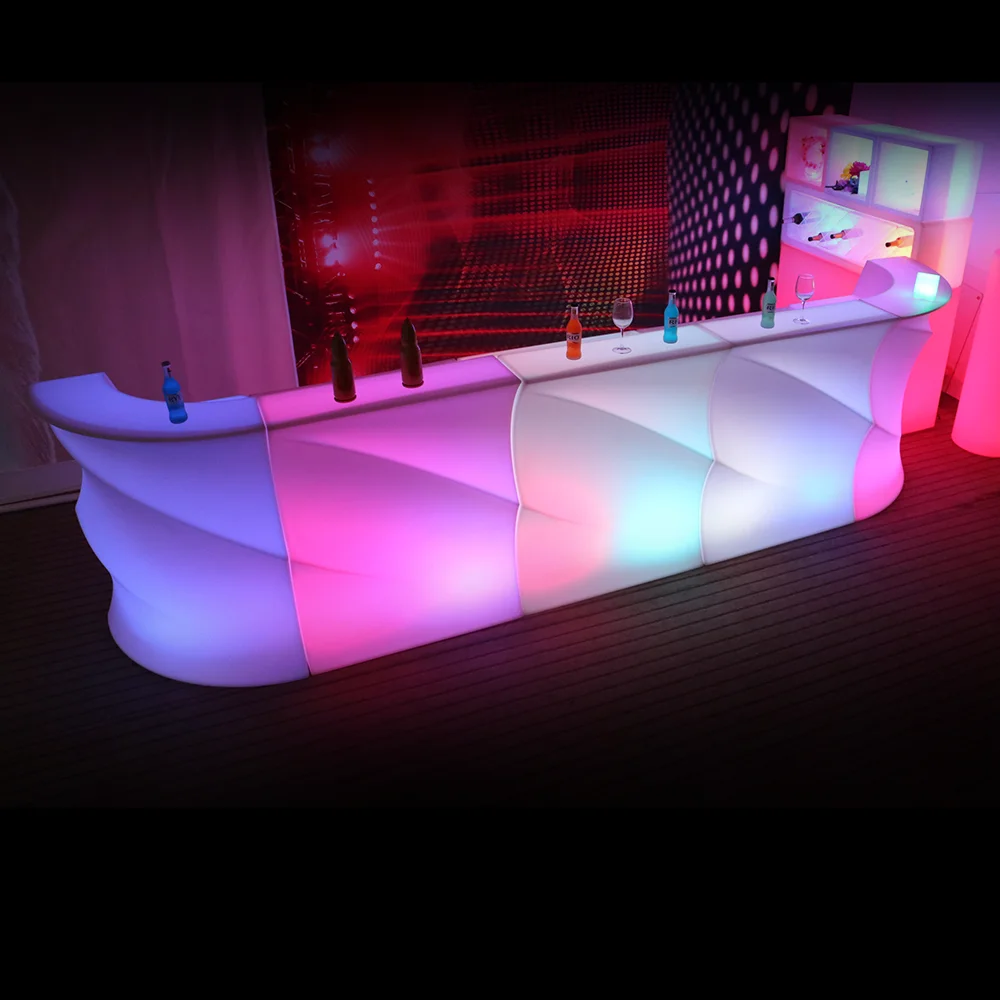 newly design remote control rgb color changing outdoor mobile bar portable wave grain led night club bar counter