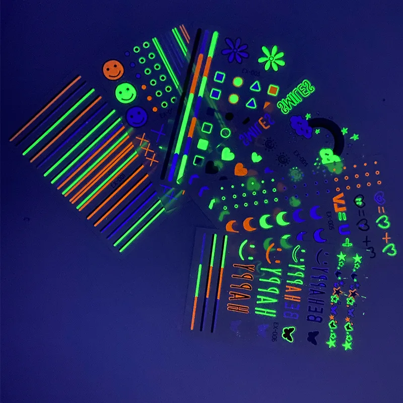 Glow In Dark Anime Cartoons Halloween Luminous Tato Tatoo For Kid Child Waterproof Temporary Tattoo Sticker