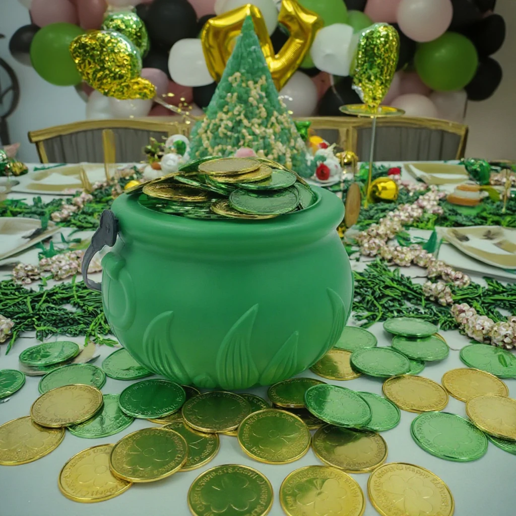 Fashionable Party Props Multi-colored Game Coins With Flame Candy Bucket For St Patricks Day Decoration Favors