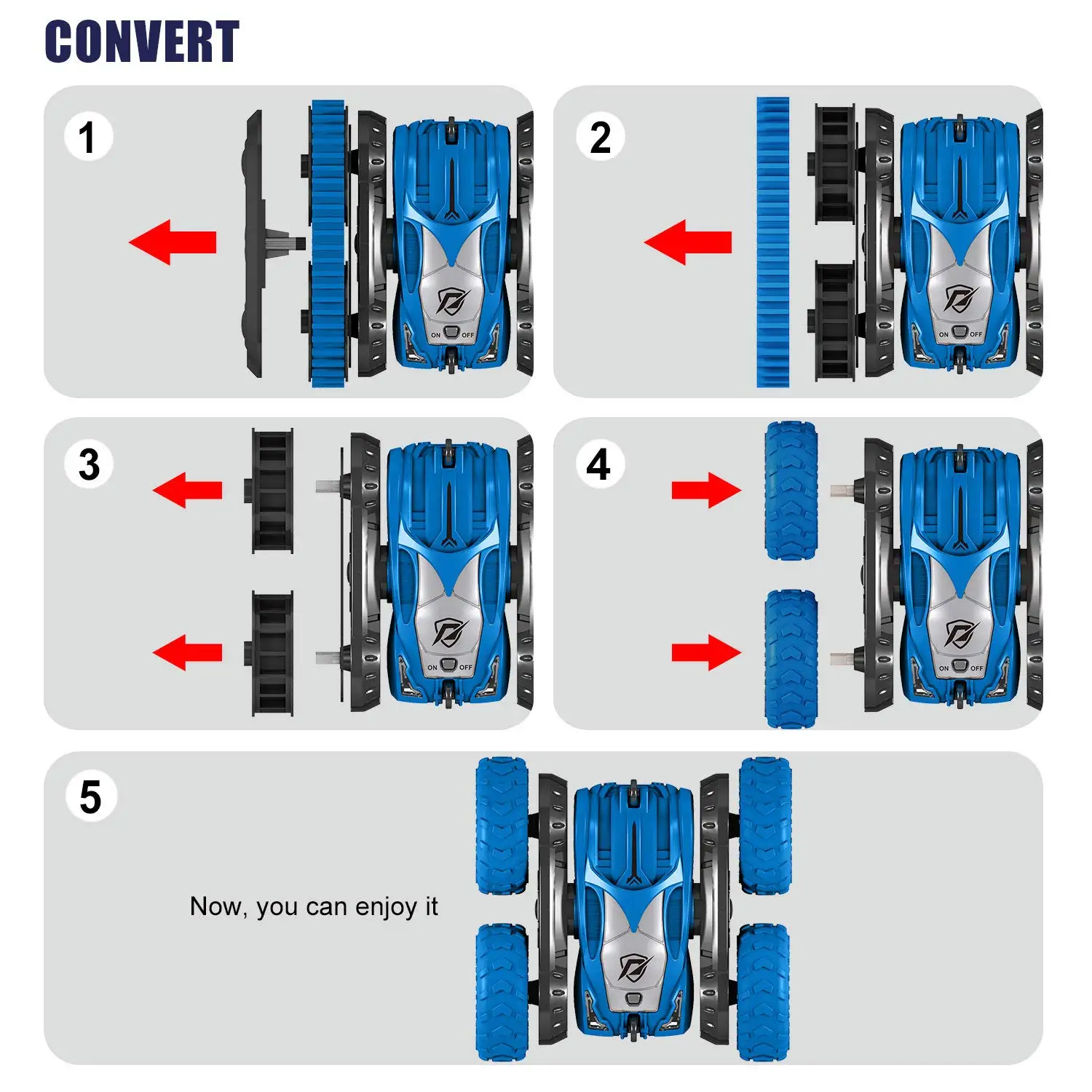 2in1 Double-sided Tank Crawler High Speed Remote Control Stunt RC Drift Car Tumbling Car