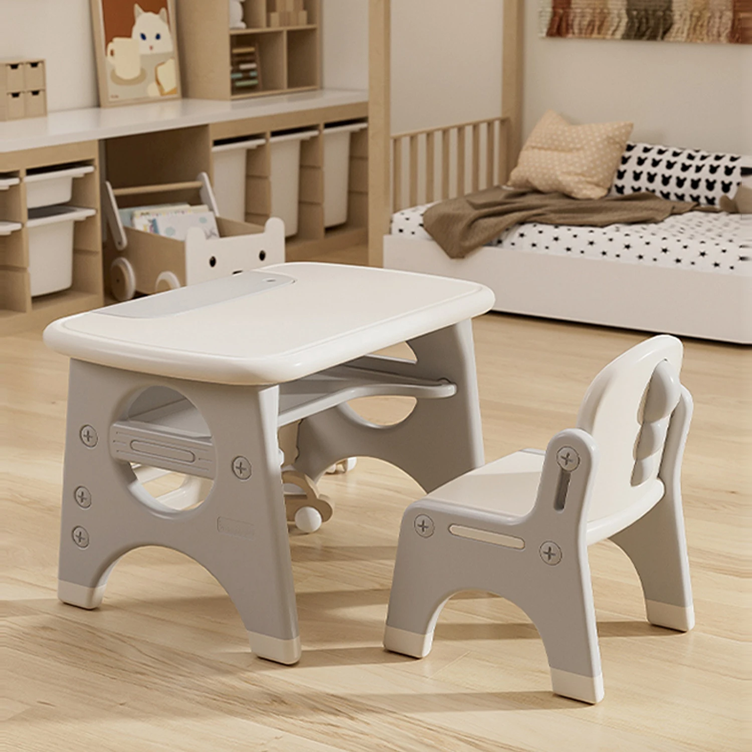 Vsuch OEM Plastic baby table for homework toddler learning reading study kids table and chair set