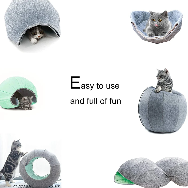 2021 New Designs Foldable Felt Cat Caves Felt Cat Toys Indoor Cat Tunnel Tube