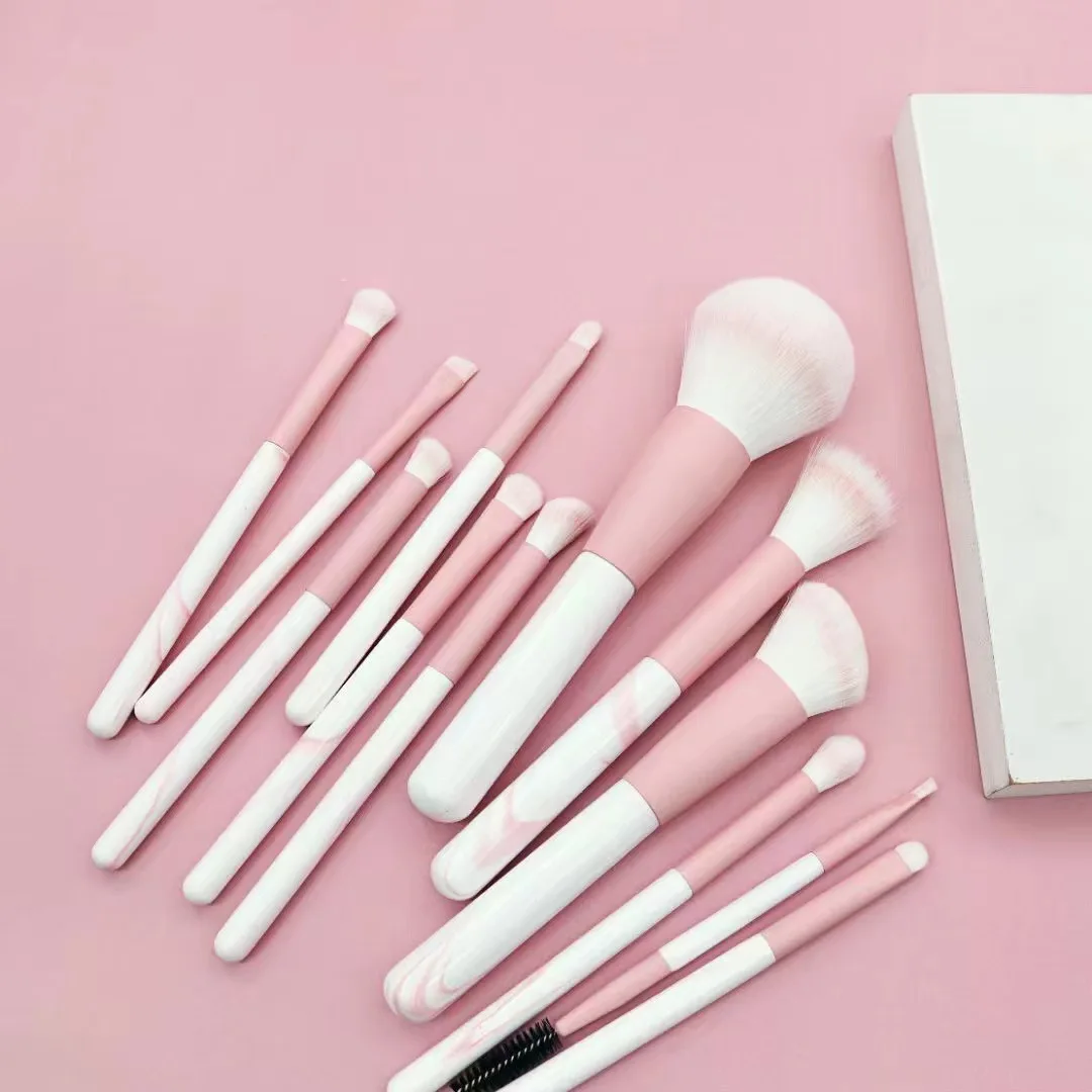Wholesale Custom Charm Sky Blue 12pcs Makeup Brush Set Portable Daily Style With Packaging