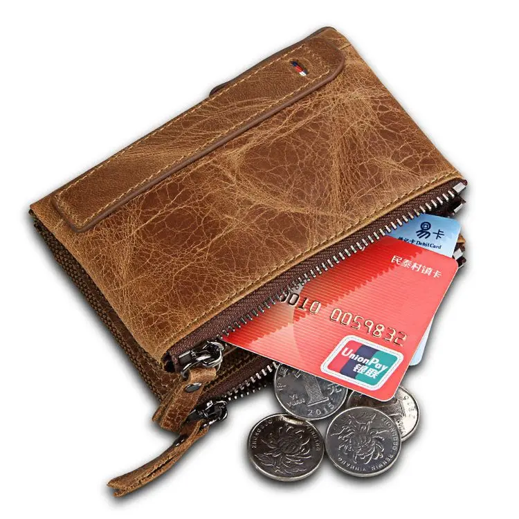Качественный кошелек Porte Homme короткий Rfid-Кошелек двойного сложения из натуральной кожи мужской